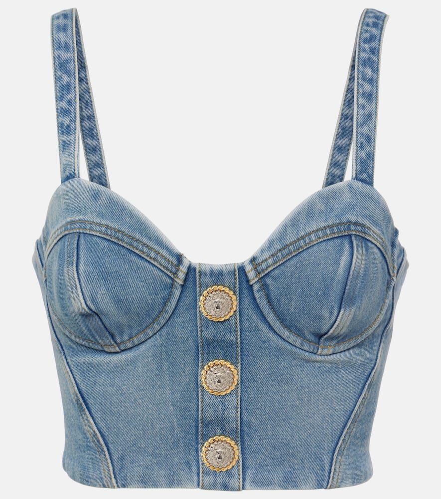 Cropped denim bustier
