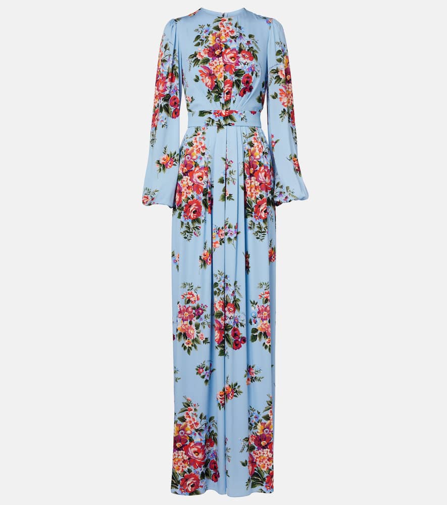 Floral silk-blend gown