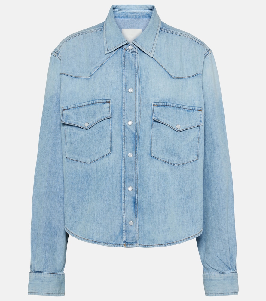 Cropped cotton denim shirt