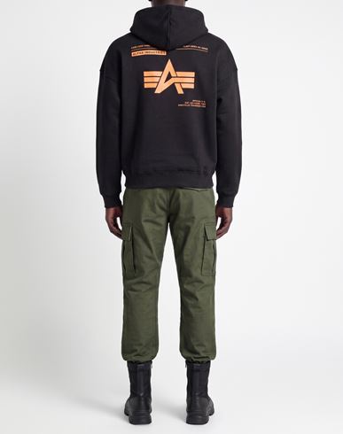 Man Sweatshirt Black Size M Cotton, Polyester