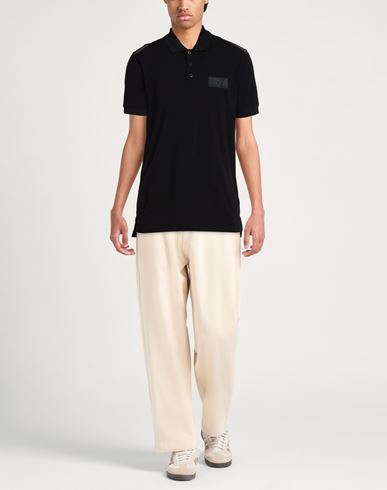 Man Polo shirt Black Size L Cotton, Elastane