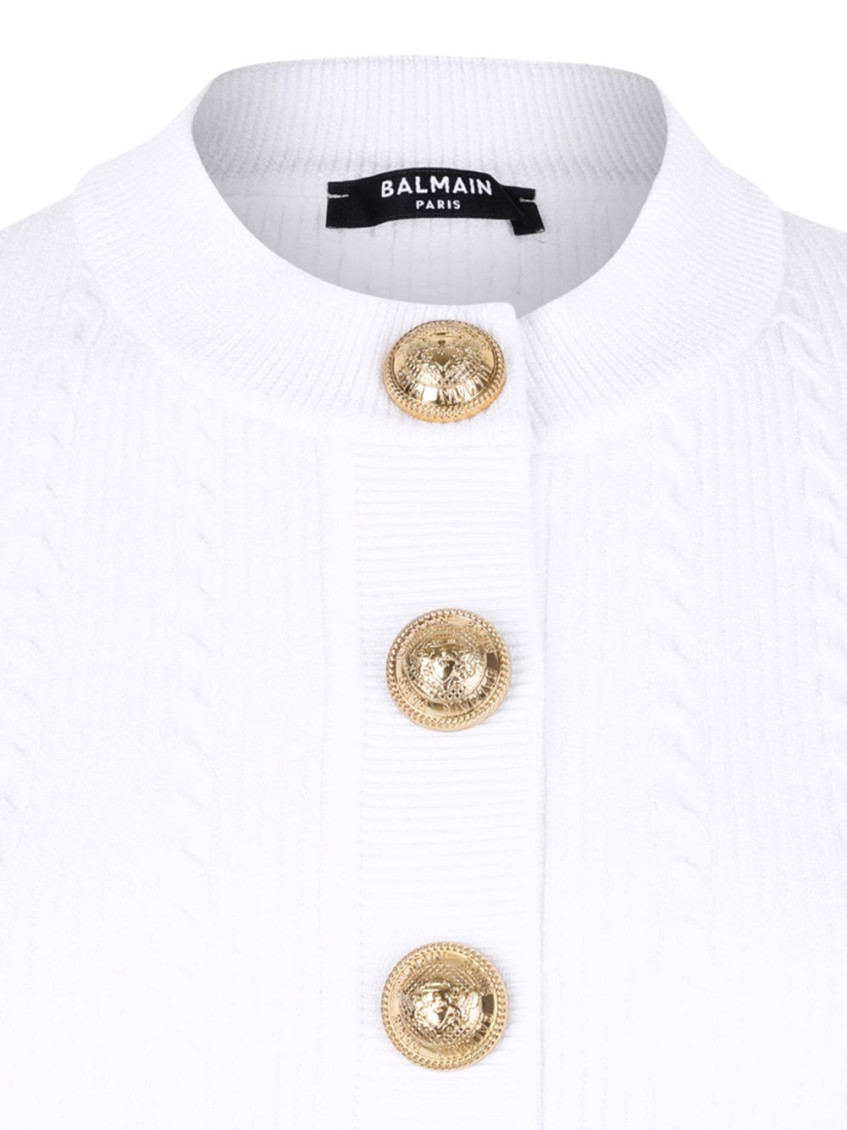 Ribbed buttoned top - White