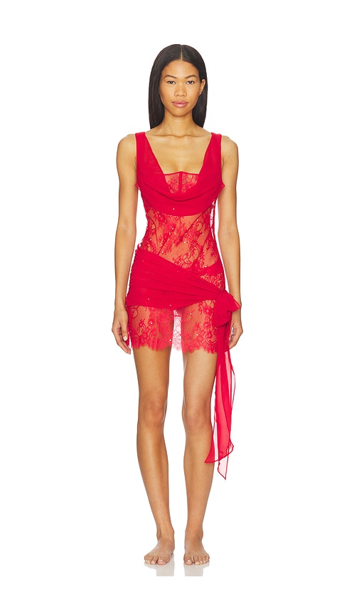 For Love & Lemons Sonja Slip Dress in Red. - XL also in