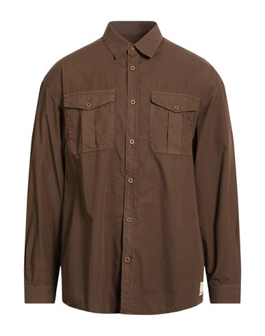 Man Shirt Brown Size L Cotton