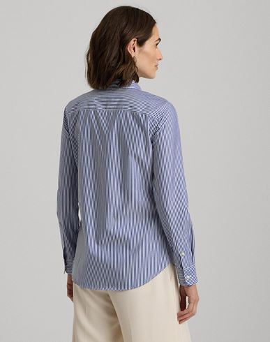 Striped Easy Care Cotton Shirt Woman Shirt Navy Size S Cotton, Elastane