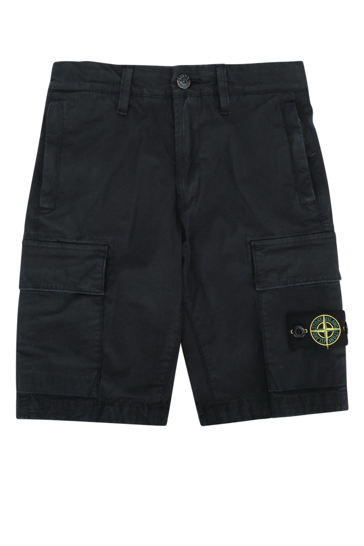 Cotton-Elastane Cargo Cargo Shorts — Black