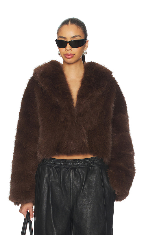 LIONESS Madame Faux Fur Jacket in Chocolate. XXS also in L, M, S, XL