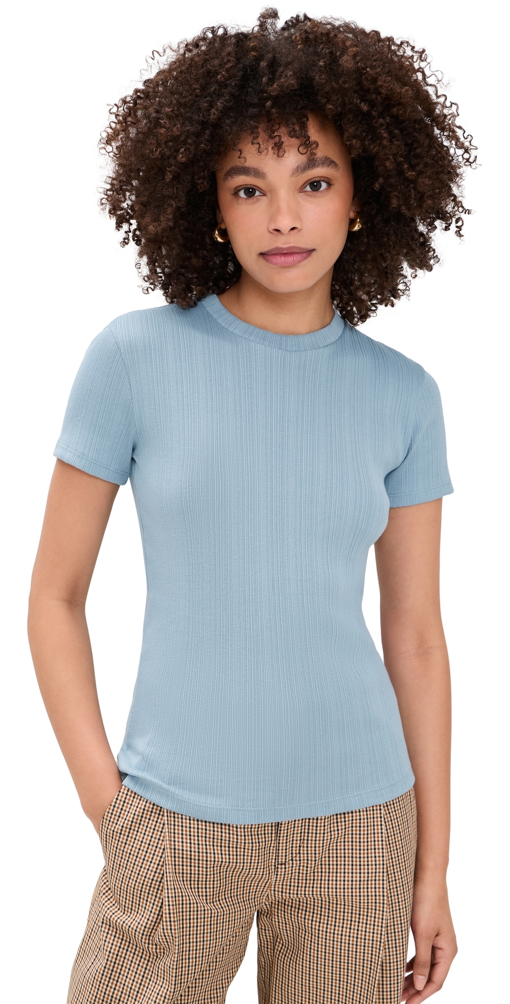 Ribbed Mock Neck Tee Del Mar