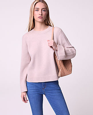 Ann Taylor Weekend Contrast Stitch Sweater