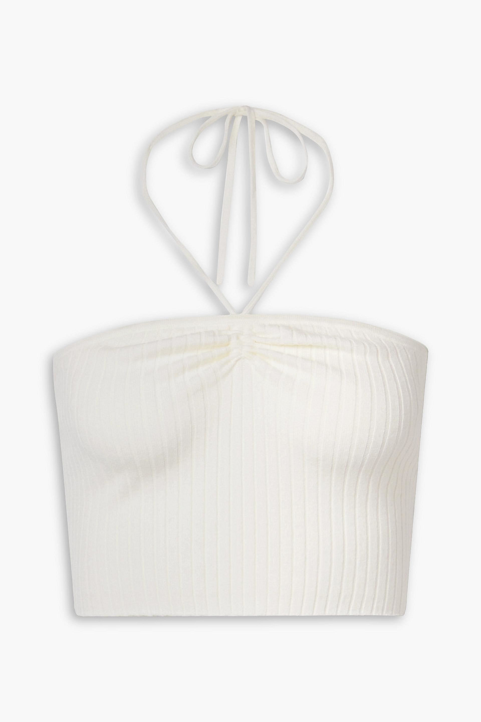 Paulette cropped ribbed-knit halterneck top