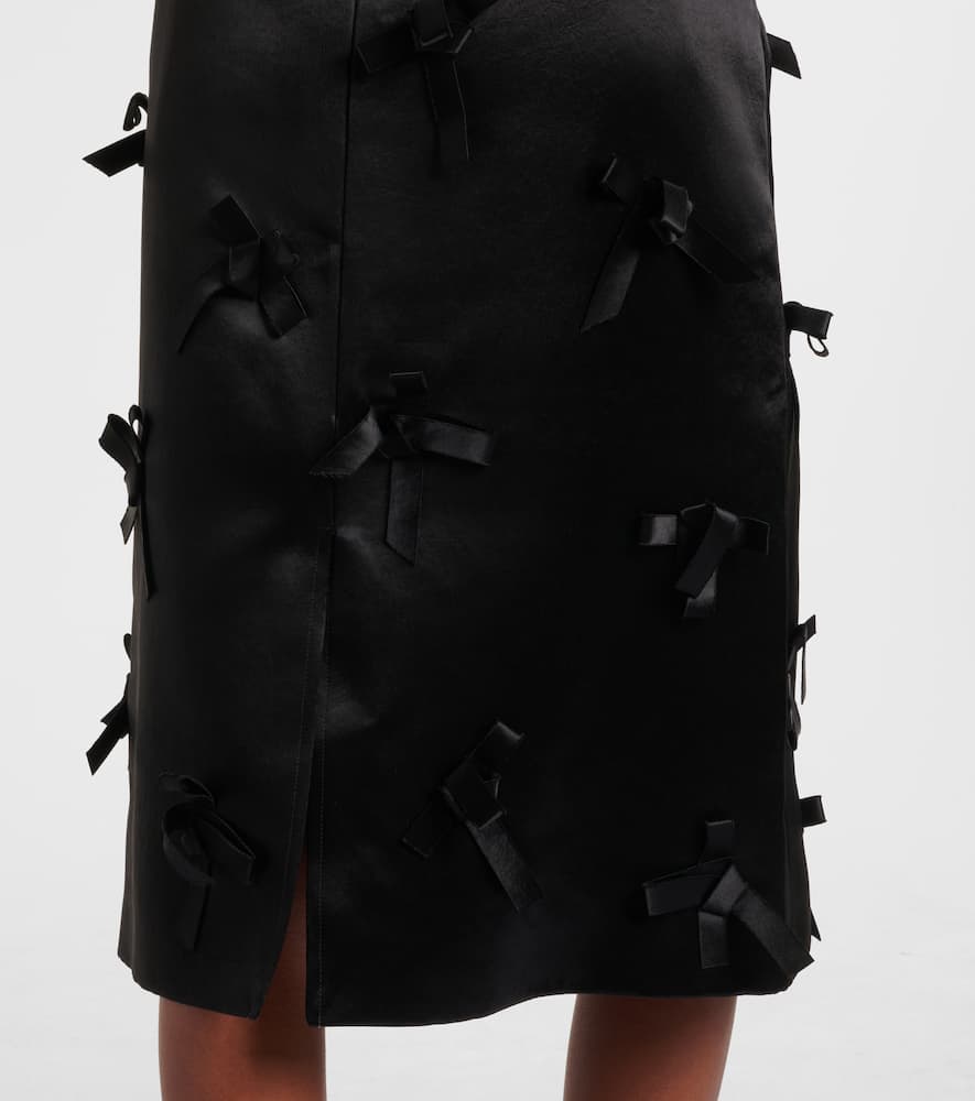 Bow-detail satin midi skirt
