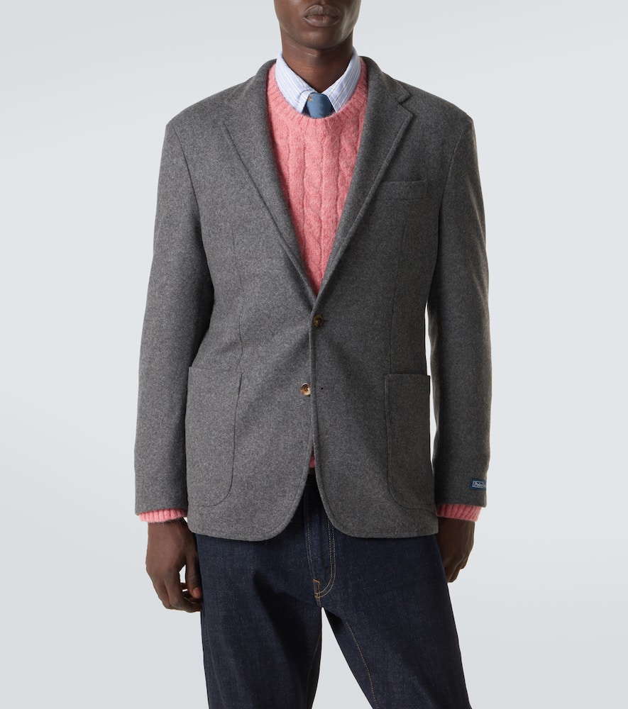 Wool-blend flannel blazer