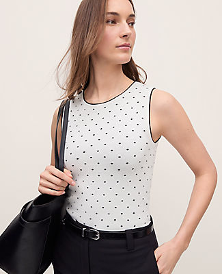 Ann Taylor Polka Dot Knit Shell Top