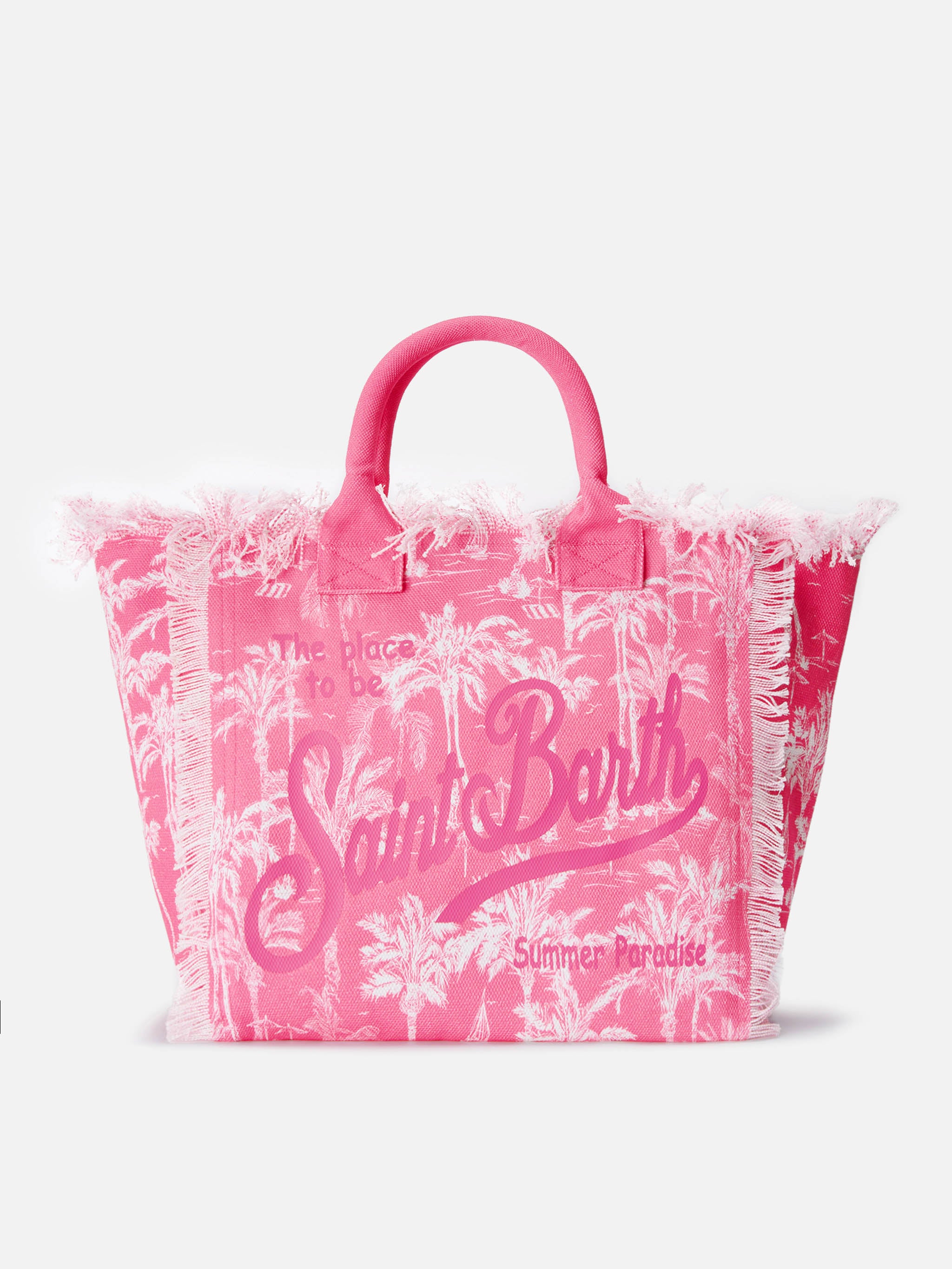 Pink Cotton Canvas Vanity Tote Bag With Toile De Jouy Print - Unisex