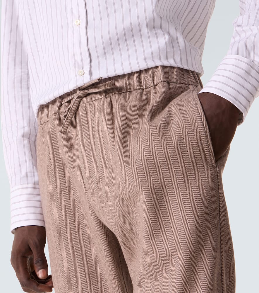 Oscar herringbone cotton-blend straight pants