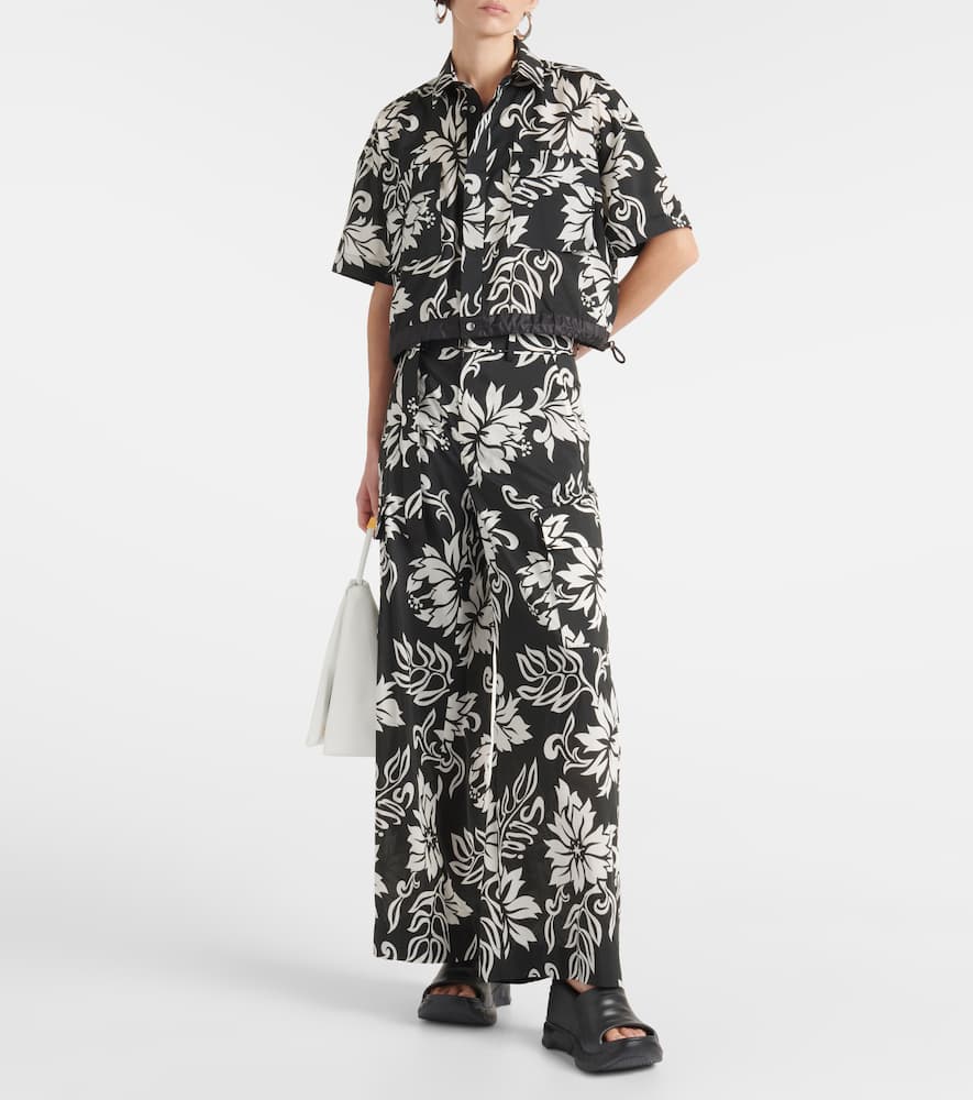 High-rise floral wide-leg pants