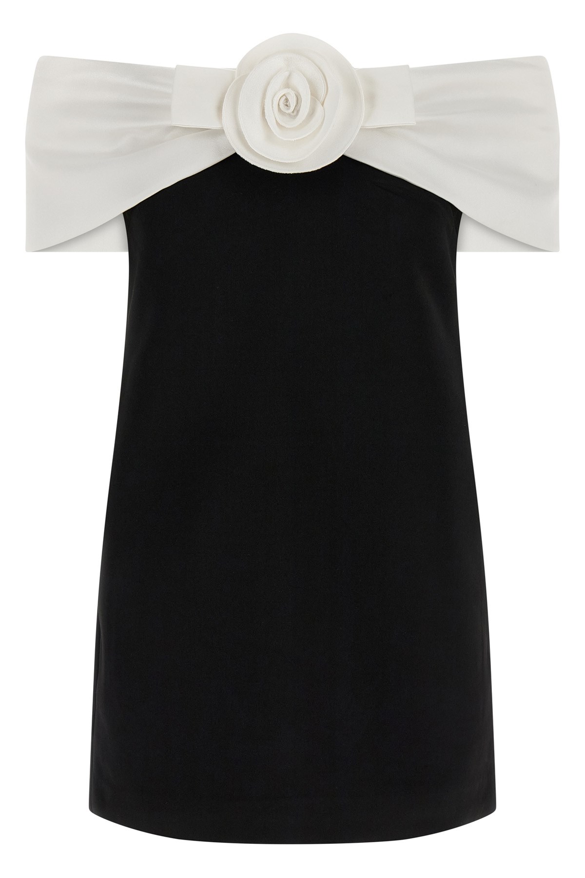 'Black Crêpe Flower Mini' Dress