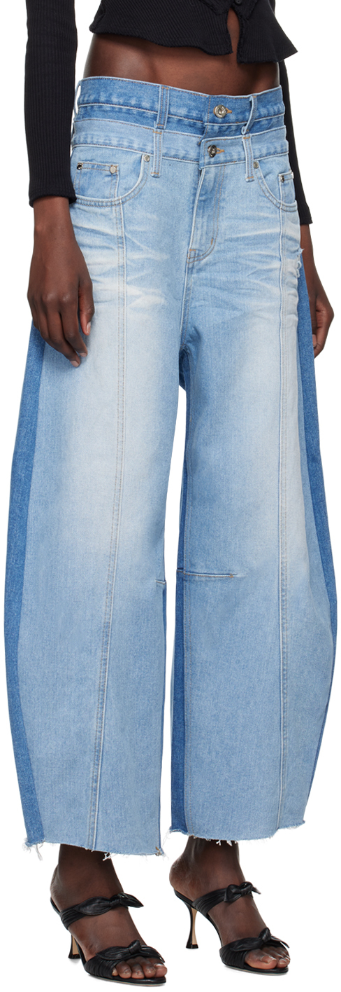 Rokh Blue Balloon Shaped Layered Denim Jeans