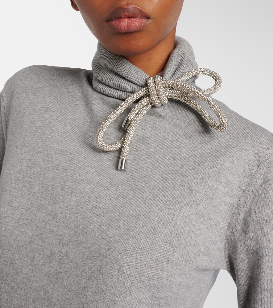 Embellished cotton and cashmere turtleneck sweater