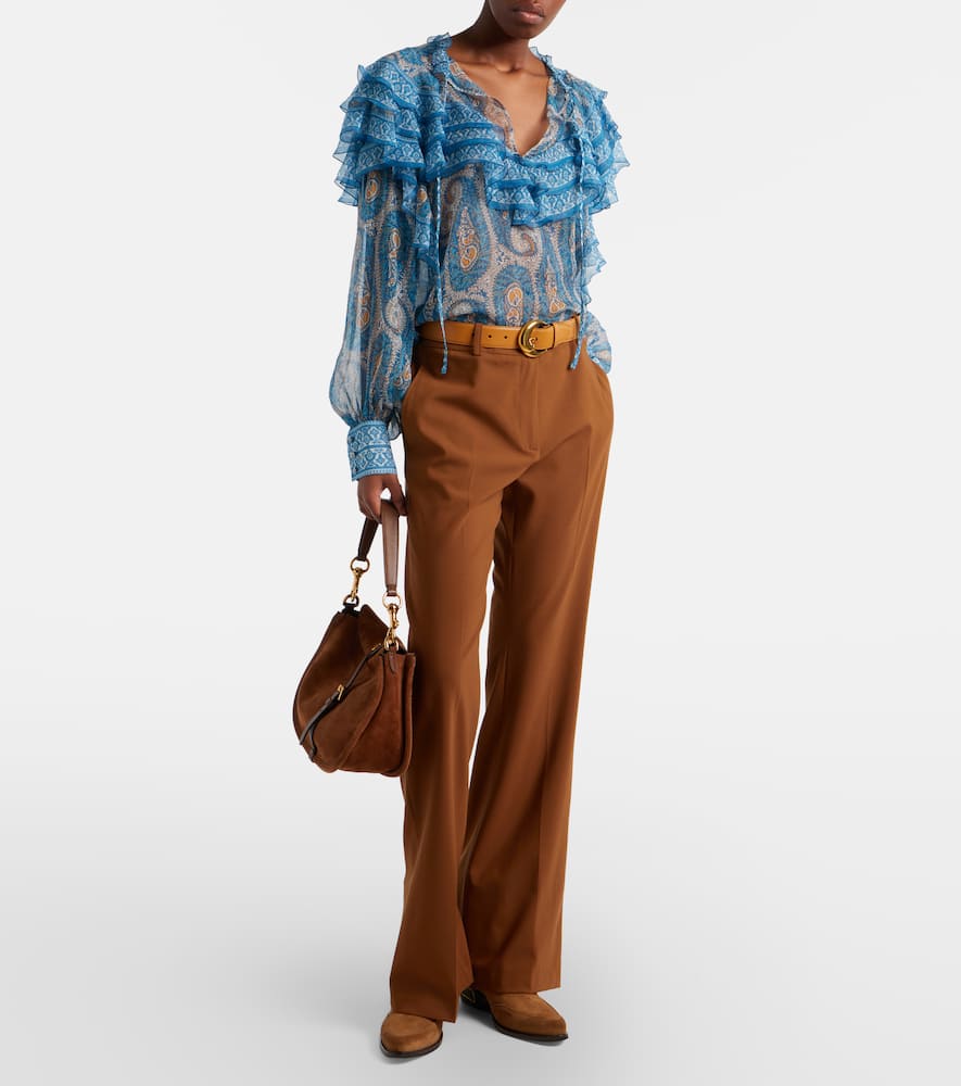 Paisley ruffled silk blouse
