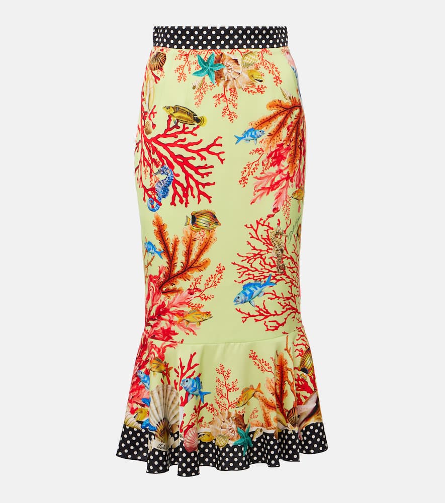 Capri printed silk-blend midi skirt