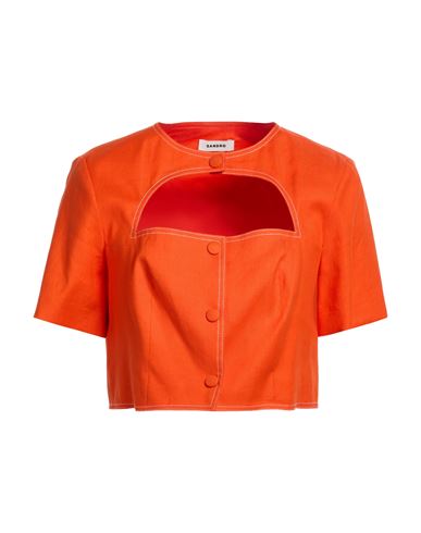 Woman Shirt Orange Size 1 Linen, Cotton, Elastane