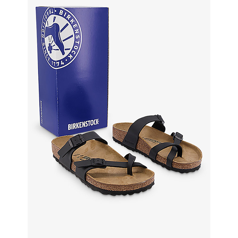 Womens Black Mayari Cross-strap Faux-leather Sandals