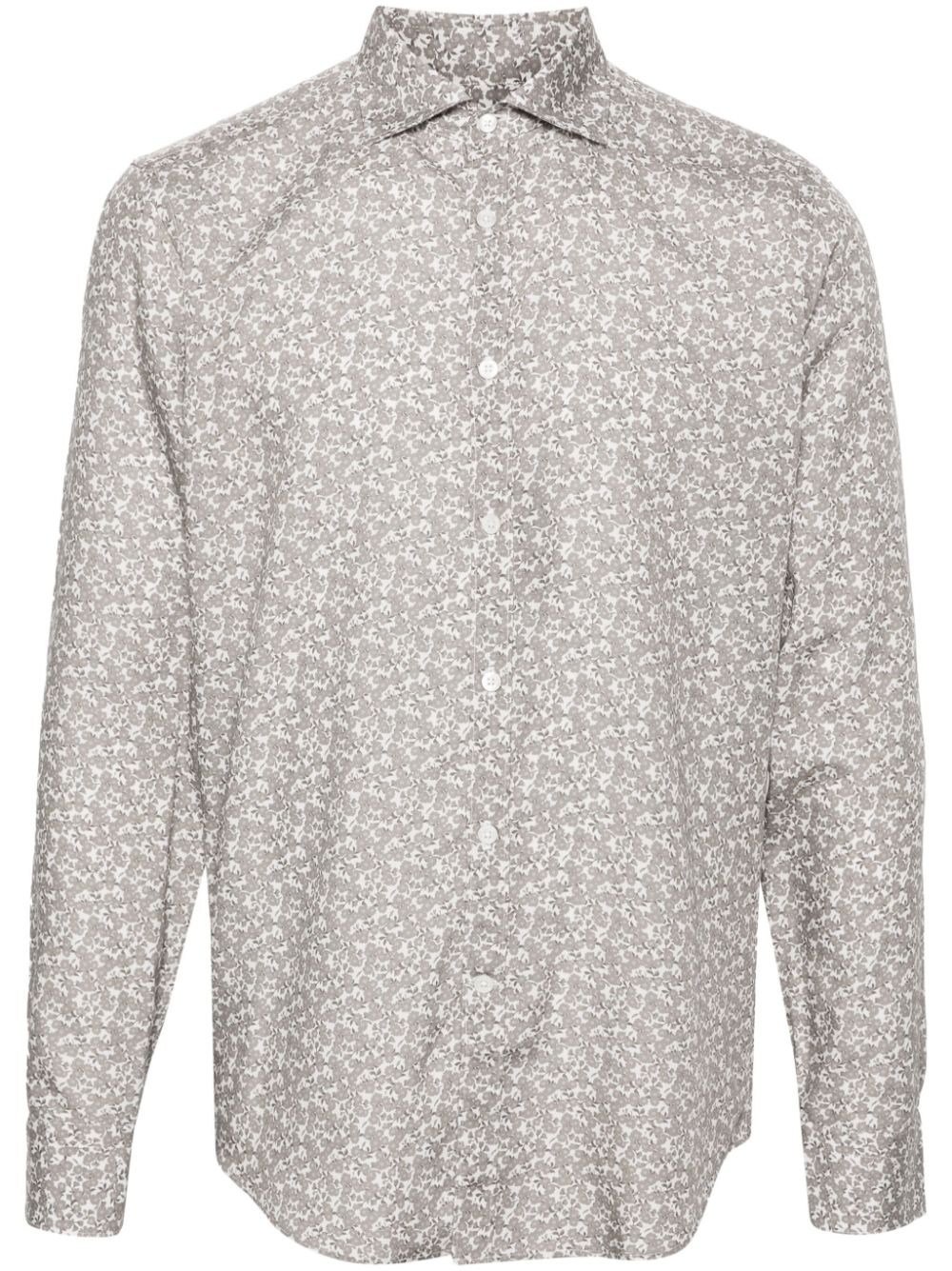 Floral-print poplin shirt - White