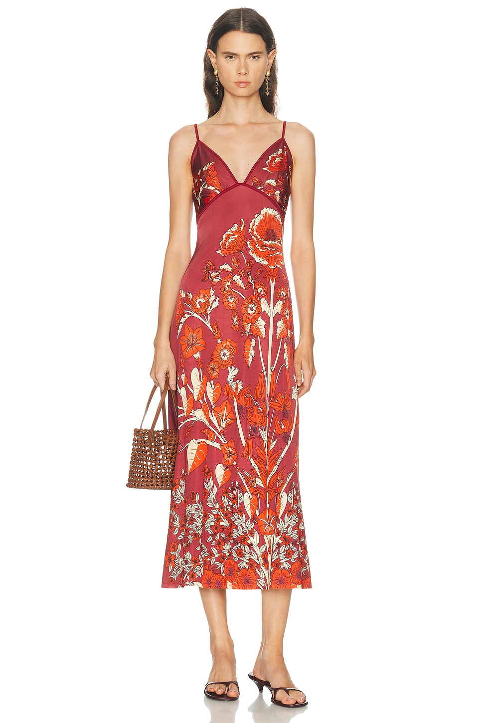 Johanna Ortiz Sendero De Astromelias Ankle Dress in Wine & Red - Wine,Red. 0 also , 4