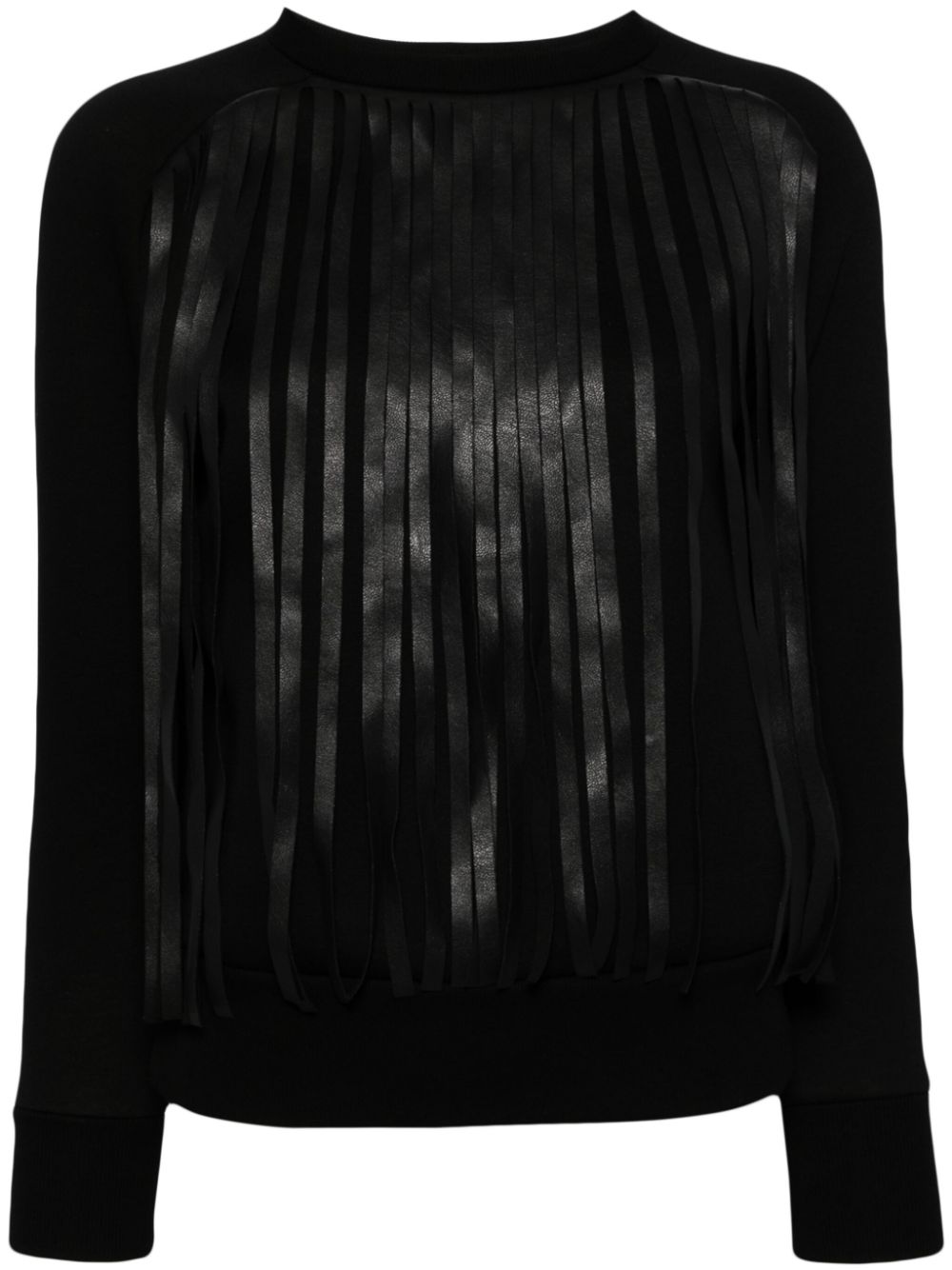 Fringed long-sleeve sweatshirt - Black
