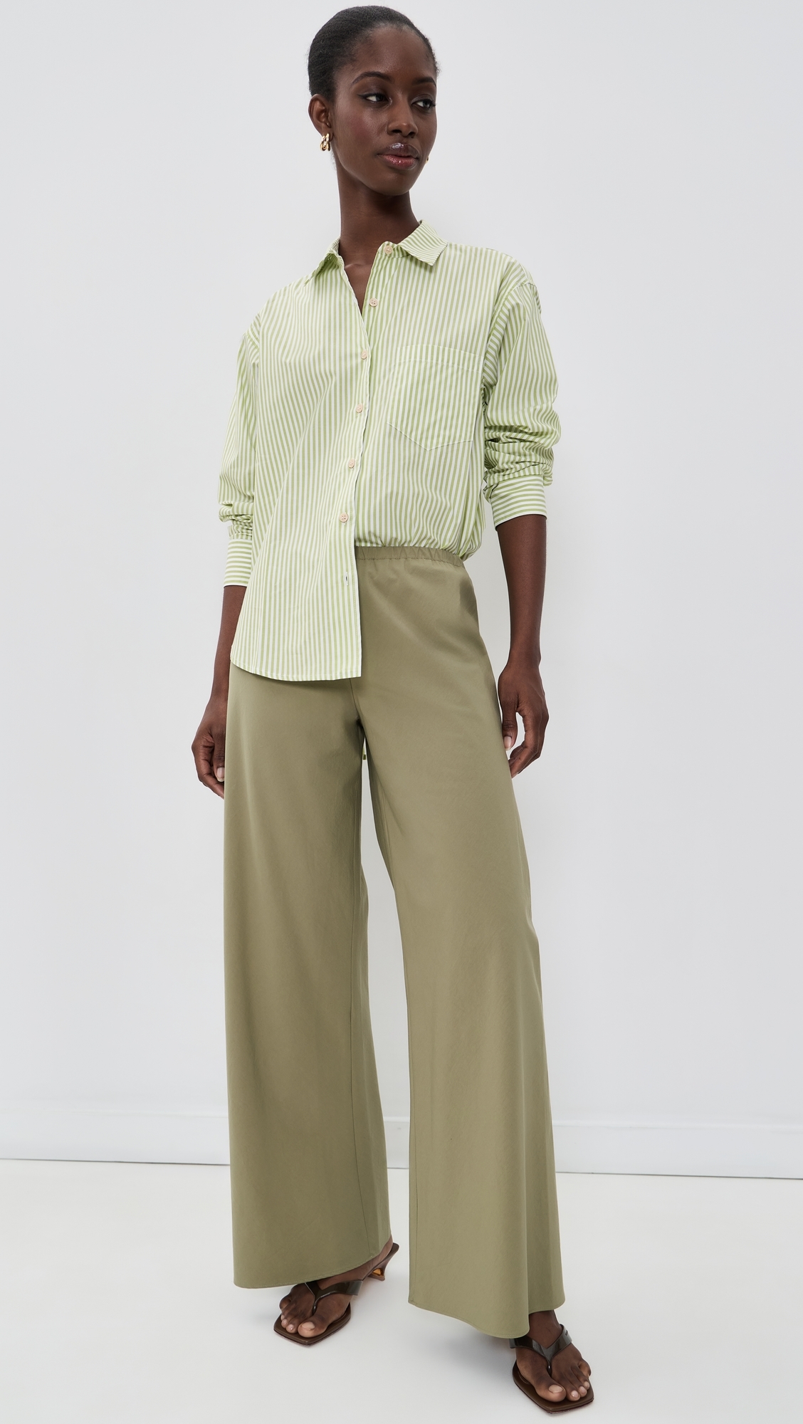 The Weekend Button Down Shirt Lime Stripe P