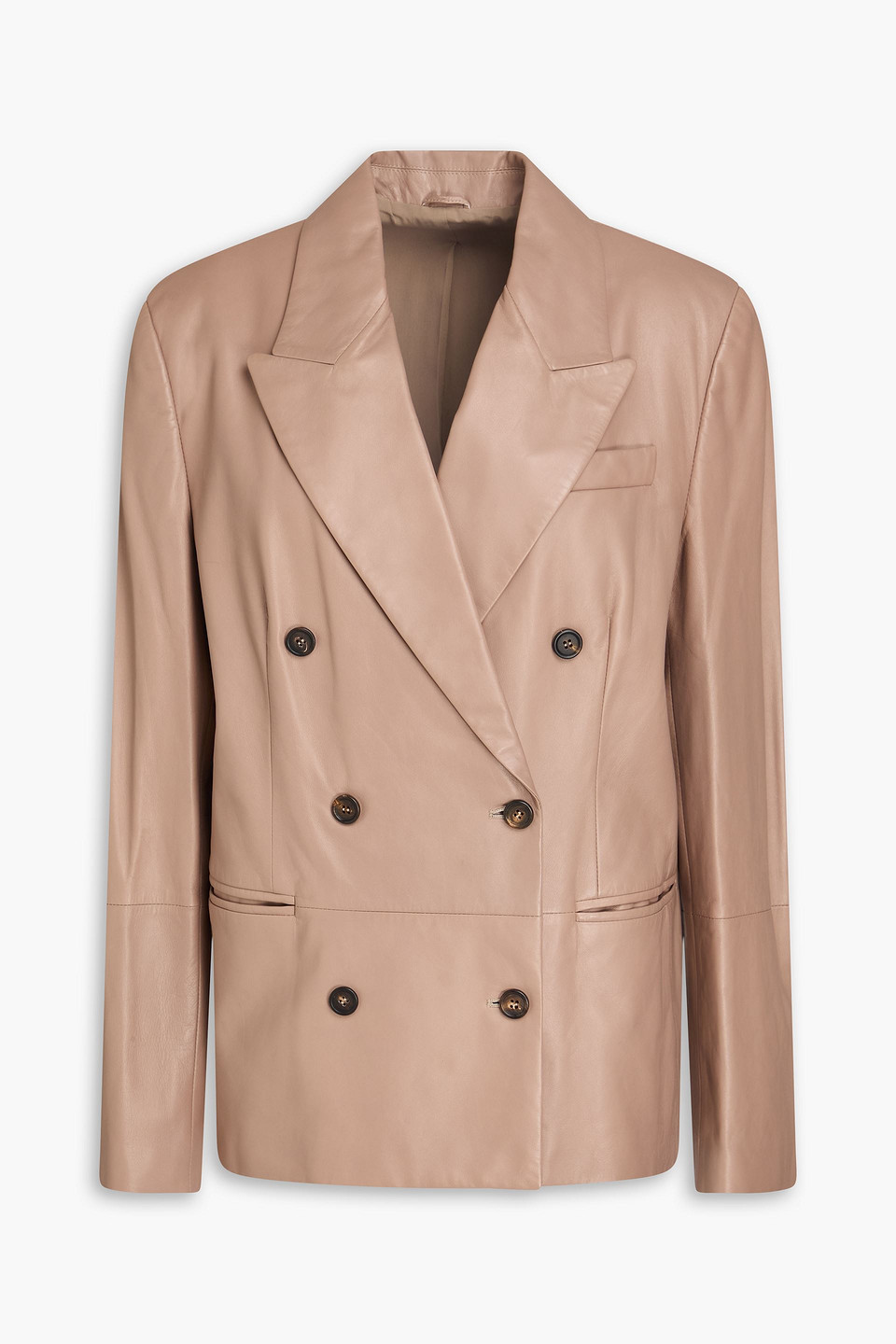Double-breasted leather blazer - Neutral - IT 46