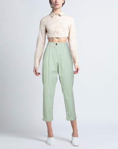 Woman Pants Light green Size 6 Cotton, Elastane