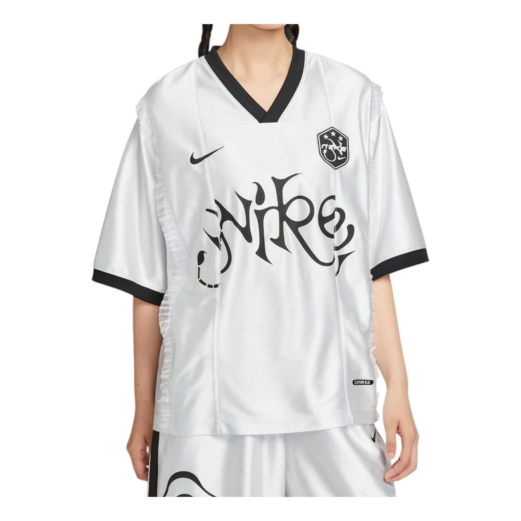 (WMNS) Short-Sleeved Patterned Knit Jersey Relaxed Fit 'Metallic Silver'
