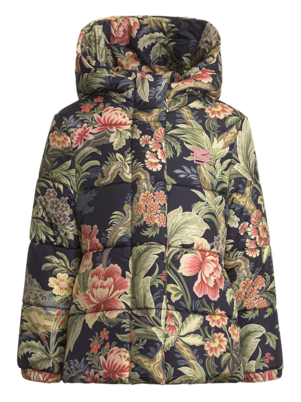 Floral-print padded jacket - Blue