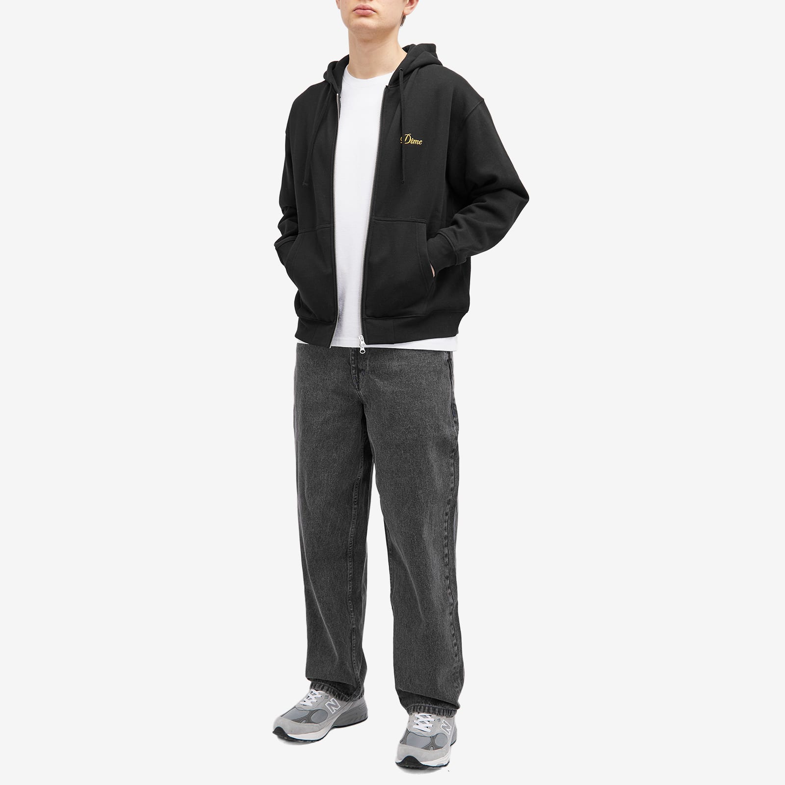 Men's Cursive Small Logo Zip-Hoodie in Black