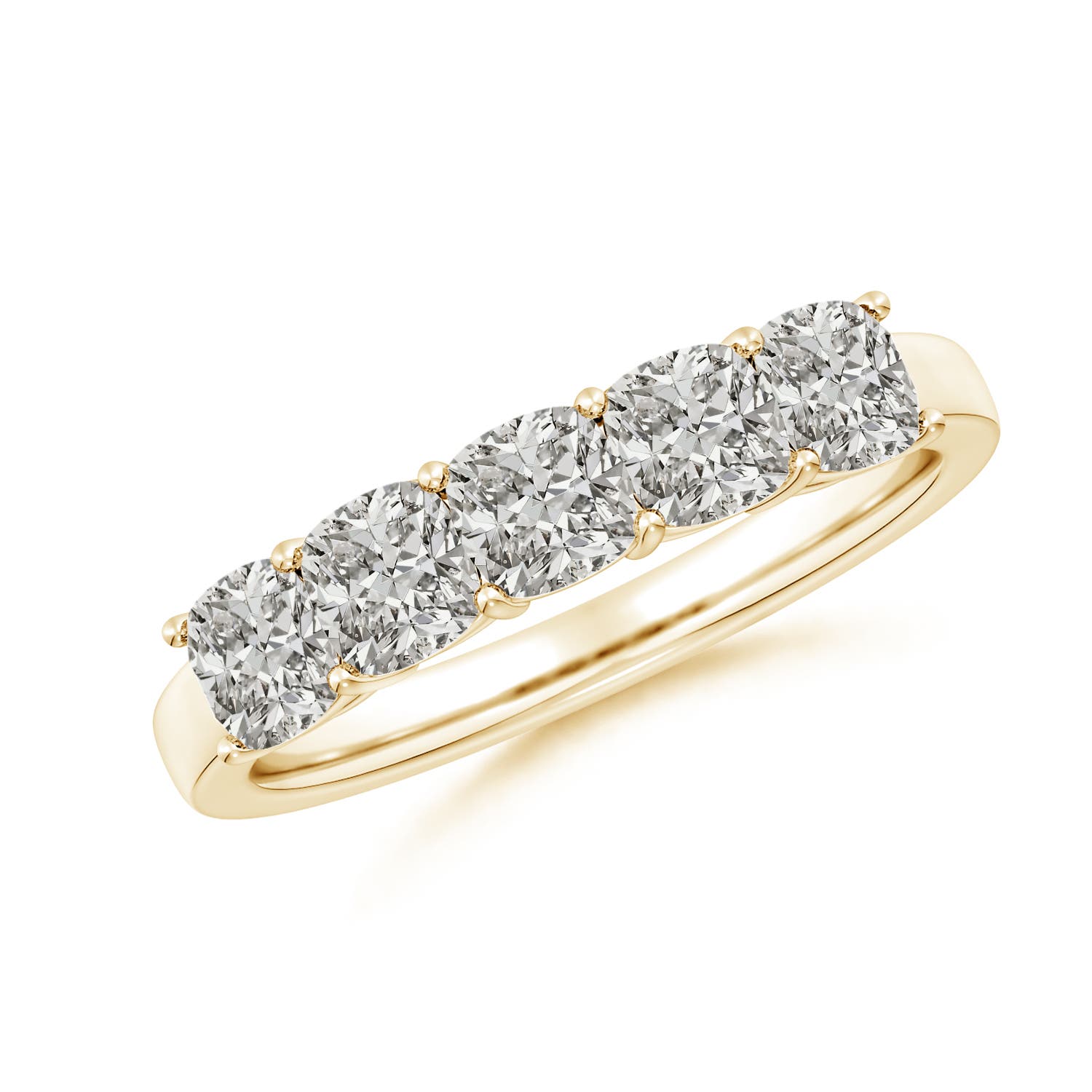 Angara 1.8 Carats Prong-Set Cushion Diamond Five Stone Wedding Ring in 18K Yellow Gold