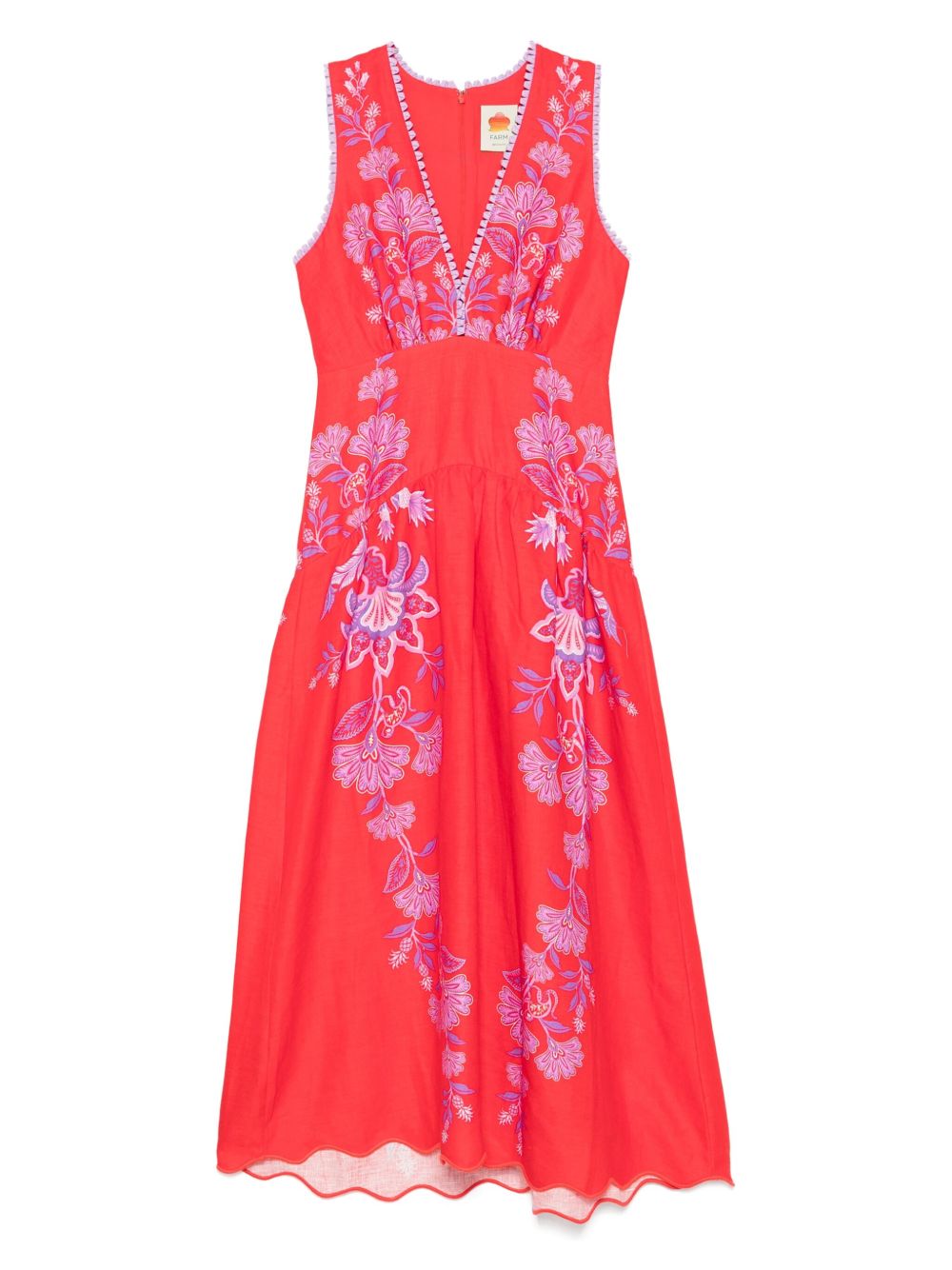 Porcelain Garden midi dress - Red