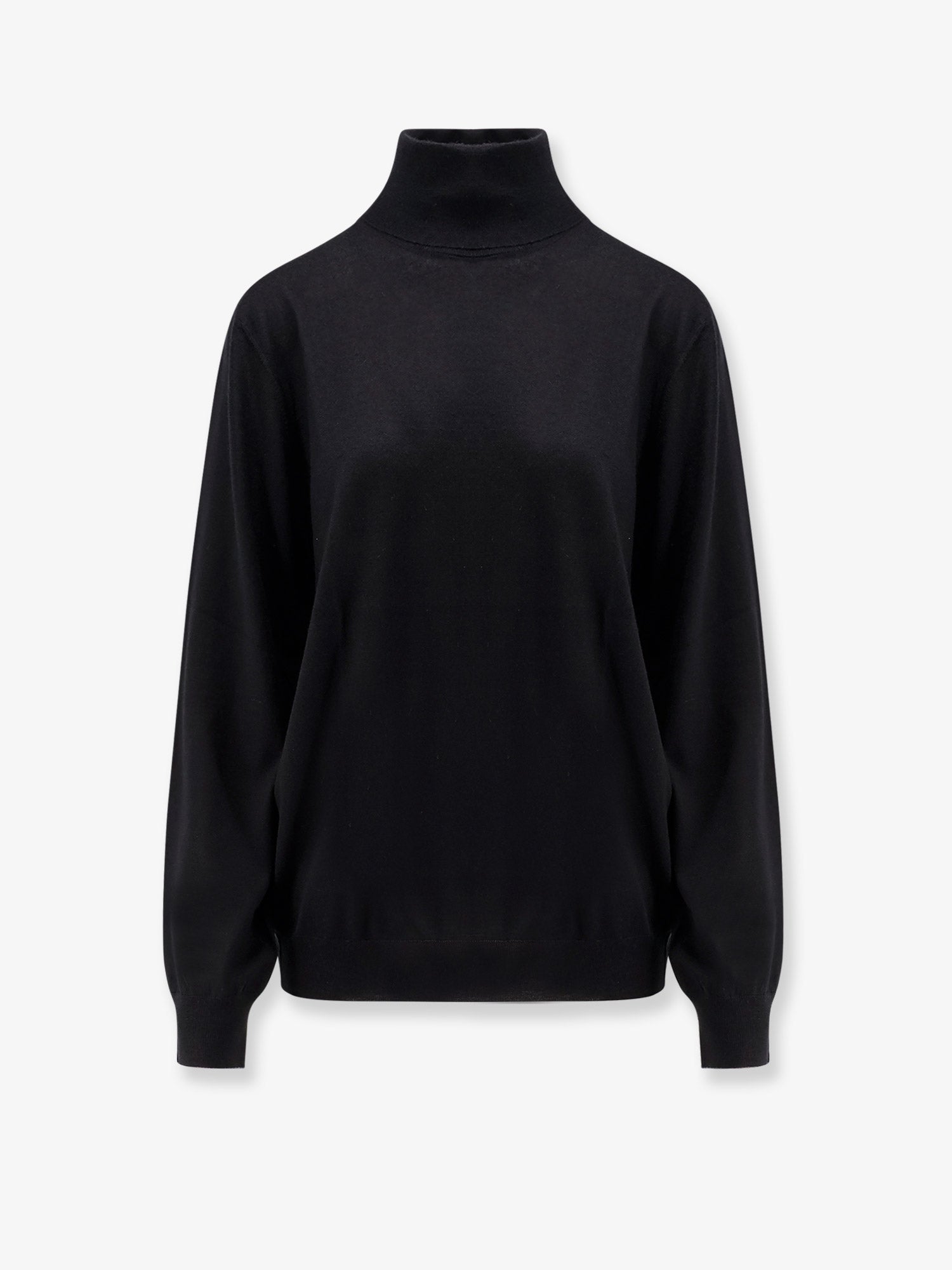 Cashmere-Silk Turtleneck Sweater — Black
