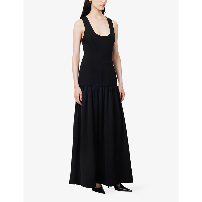 Womens Dropped Waist Cotton-Jersey Maxi Dress