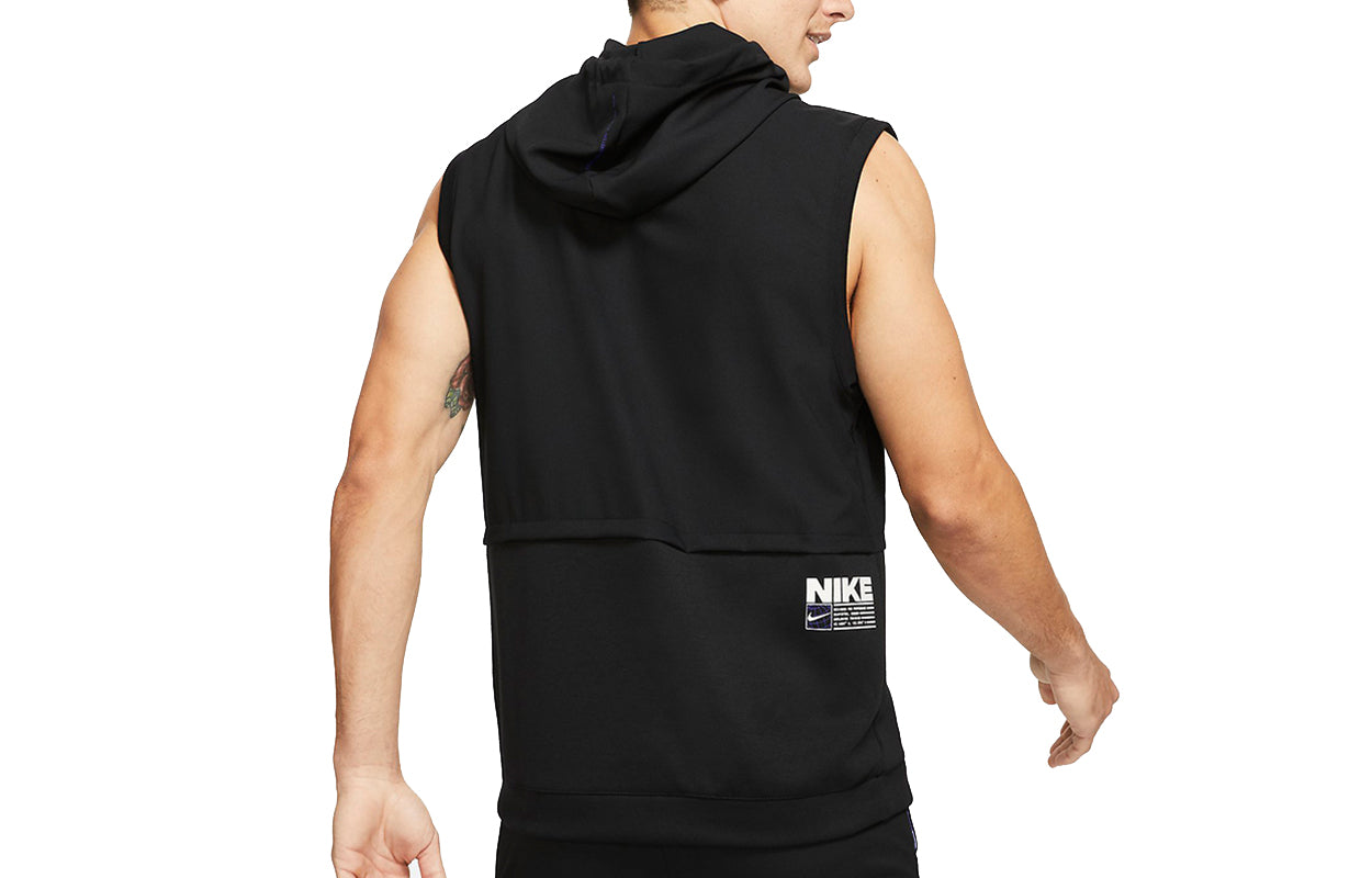 Sleeveless Sports Pullover hoodie Vest Black