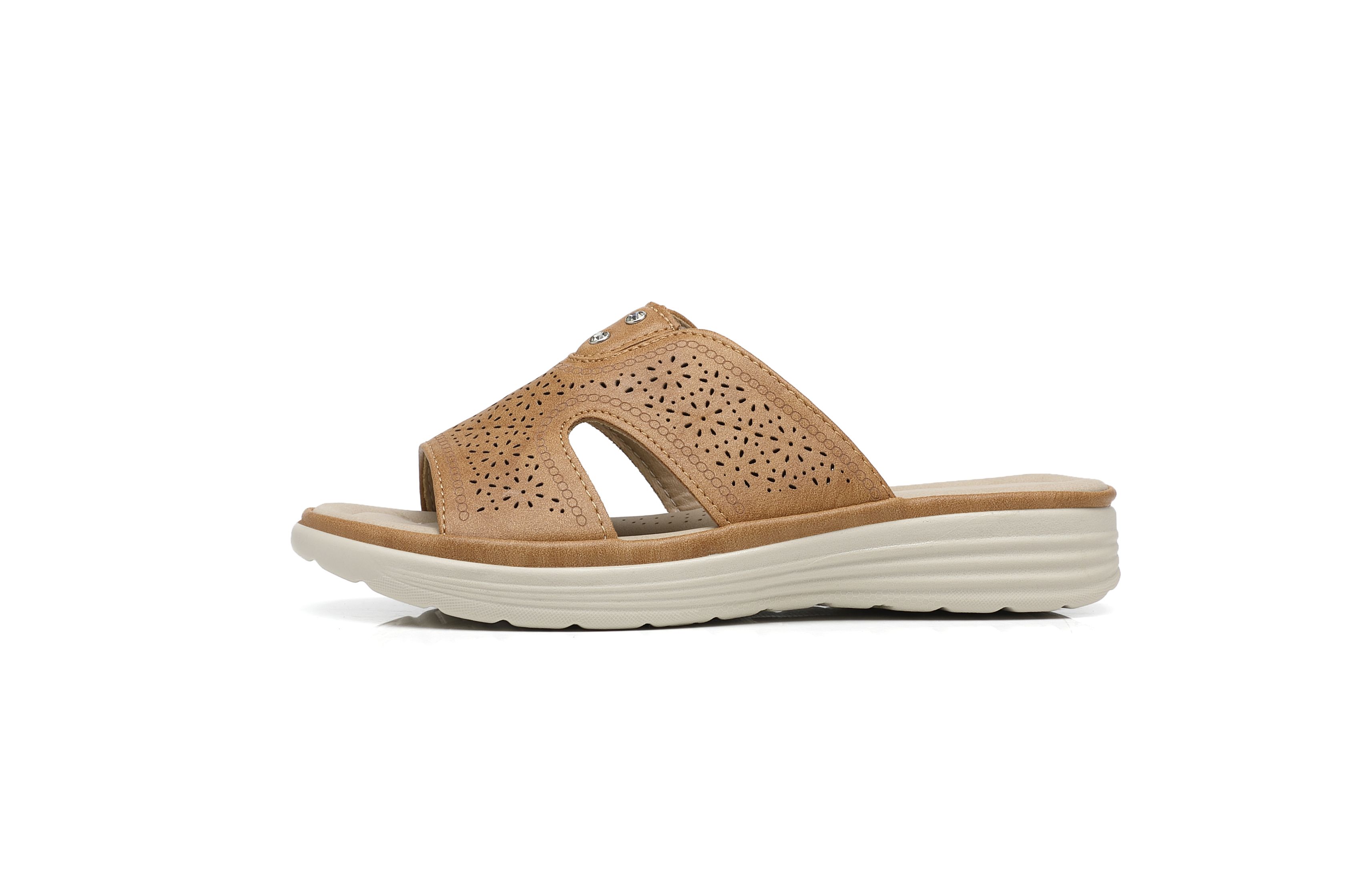 Ivachy Cushioned Cut Out Mule Lightweight Slide Sandals In Came