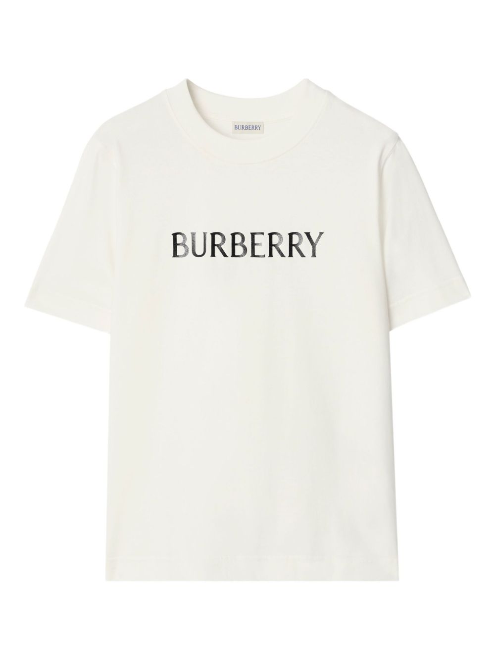 Ribbed Collar Cotton T-Shirt with Logo Print