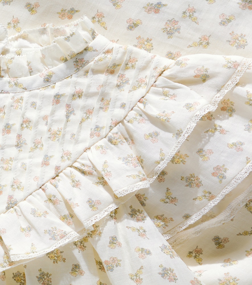 Sandra ruffled floral ramie dress