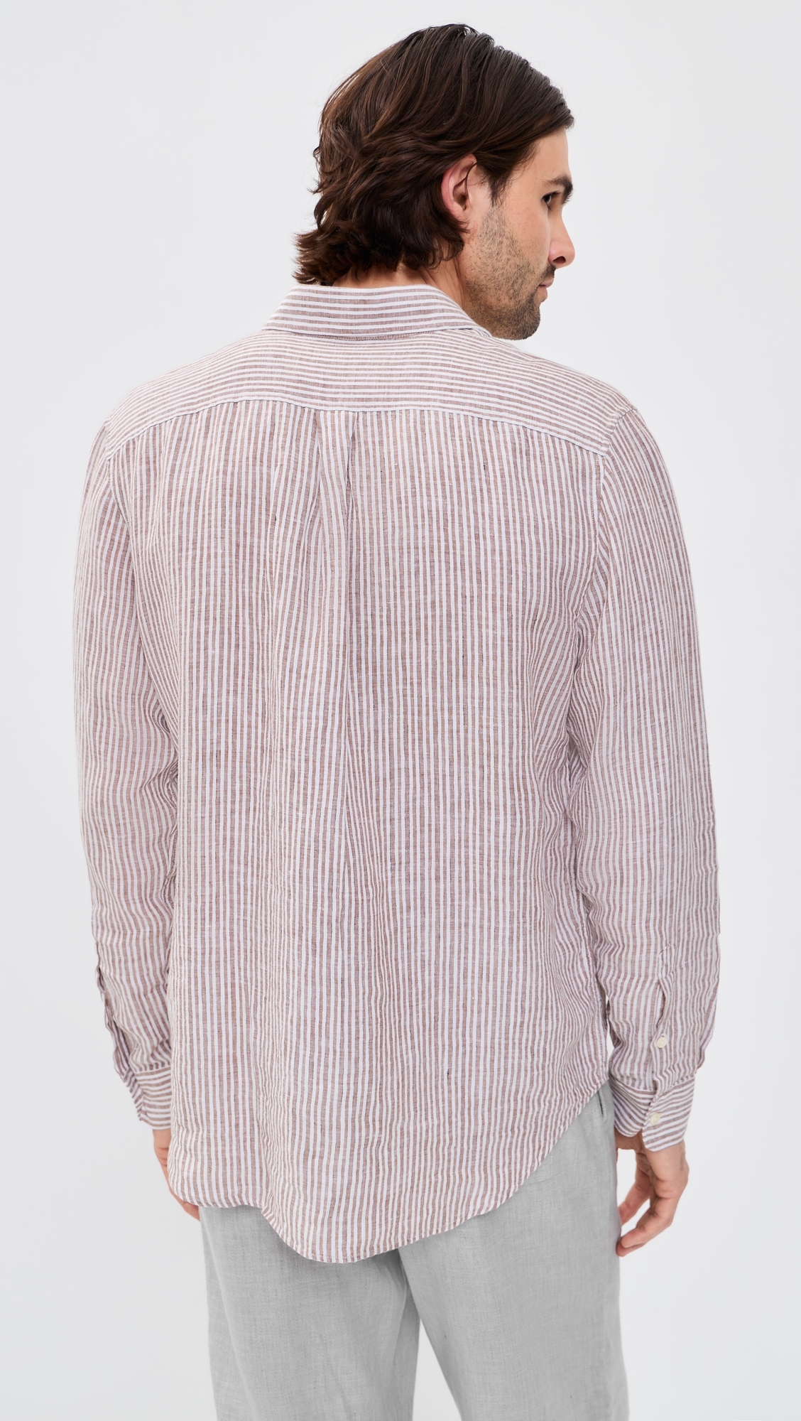 Telles Linen Striped Shirt Caramel
