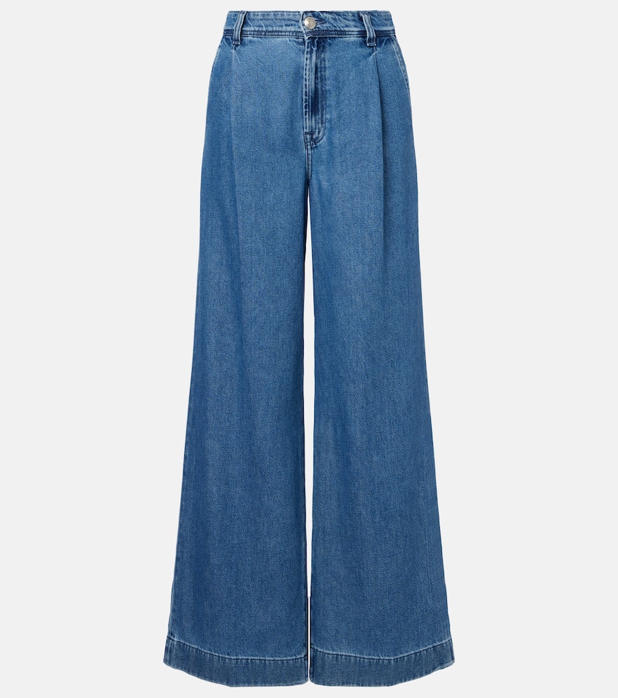 Pleated wide-leg jeans