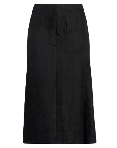 Woman Midi skirt Black Size 1 Linen