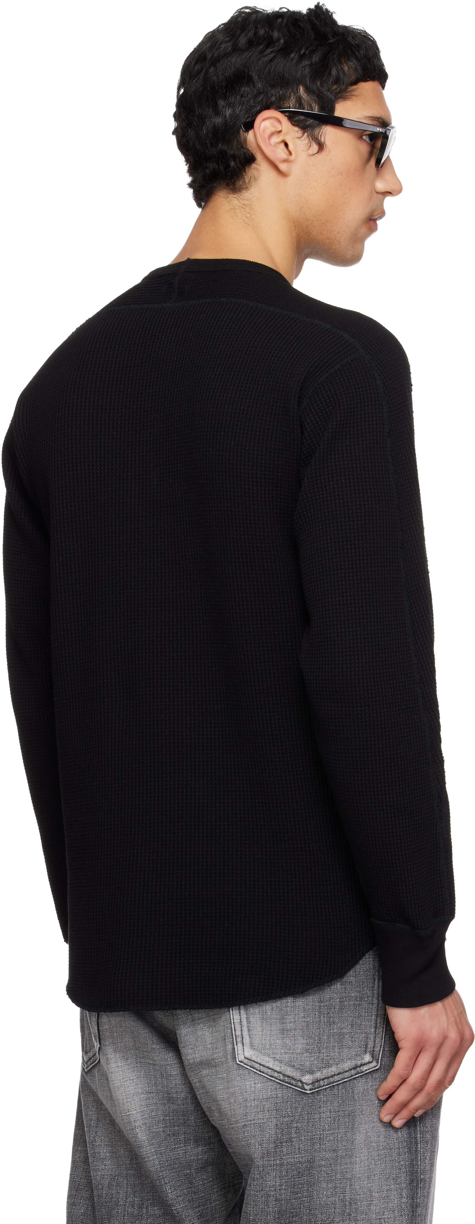 Black Crew Neck Thermal Sweatshirt
