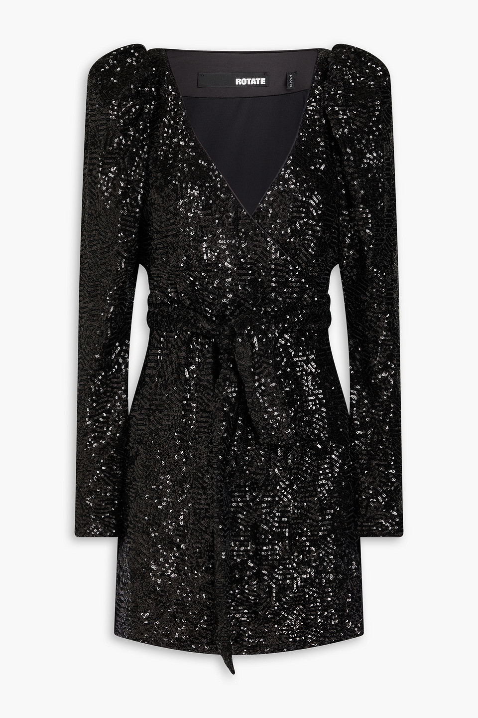 Sequined tulle mini wrap dress