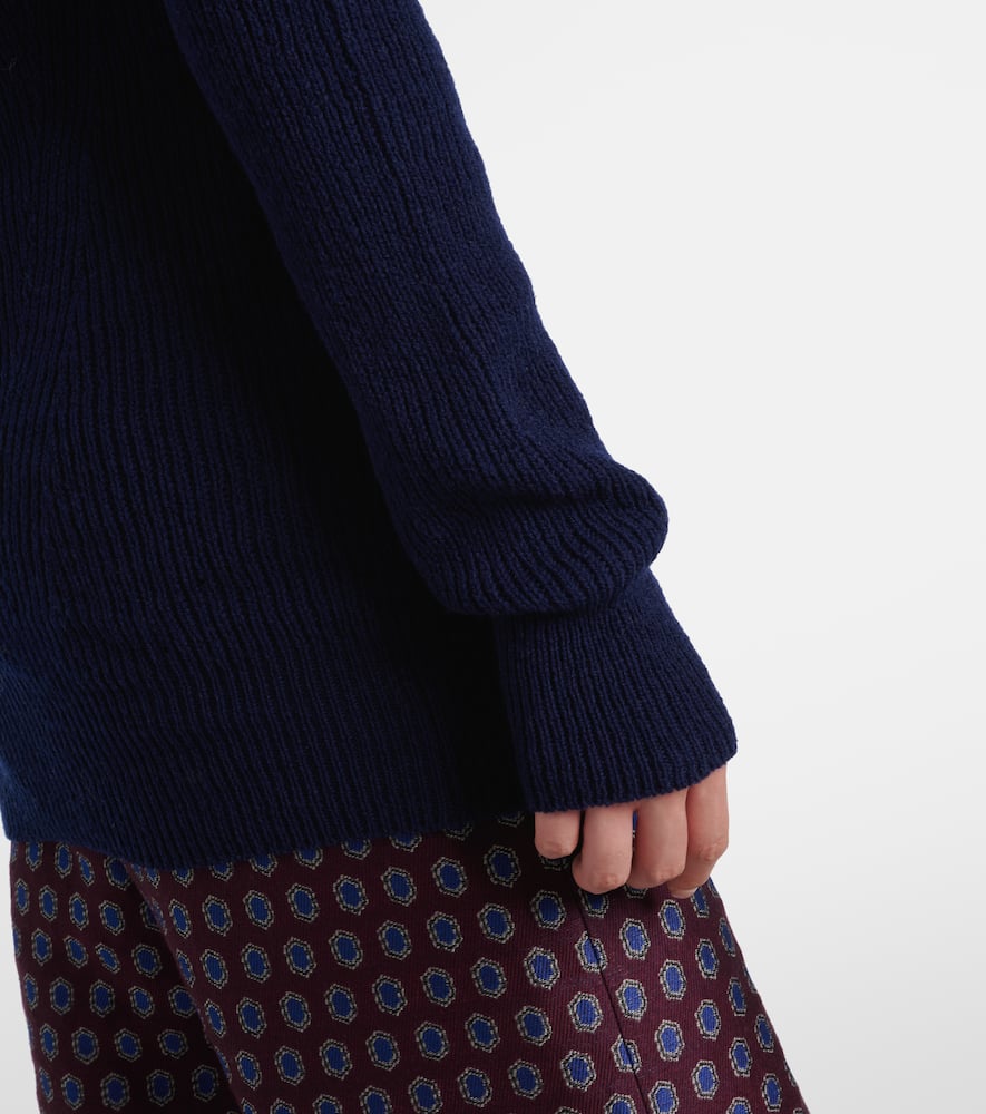 Ribbed-knit wool turtleneck sweater